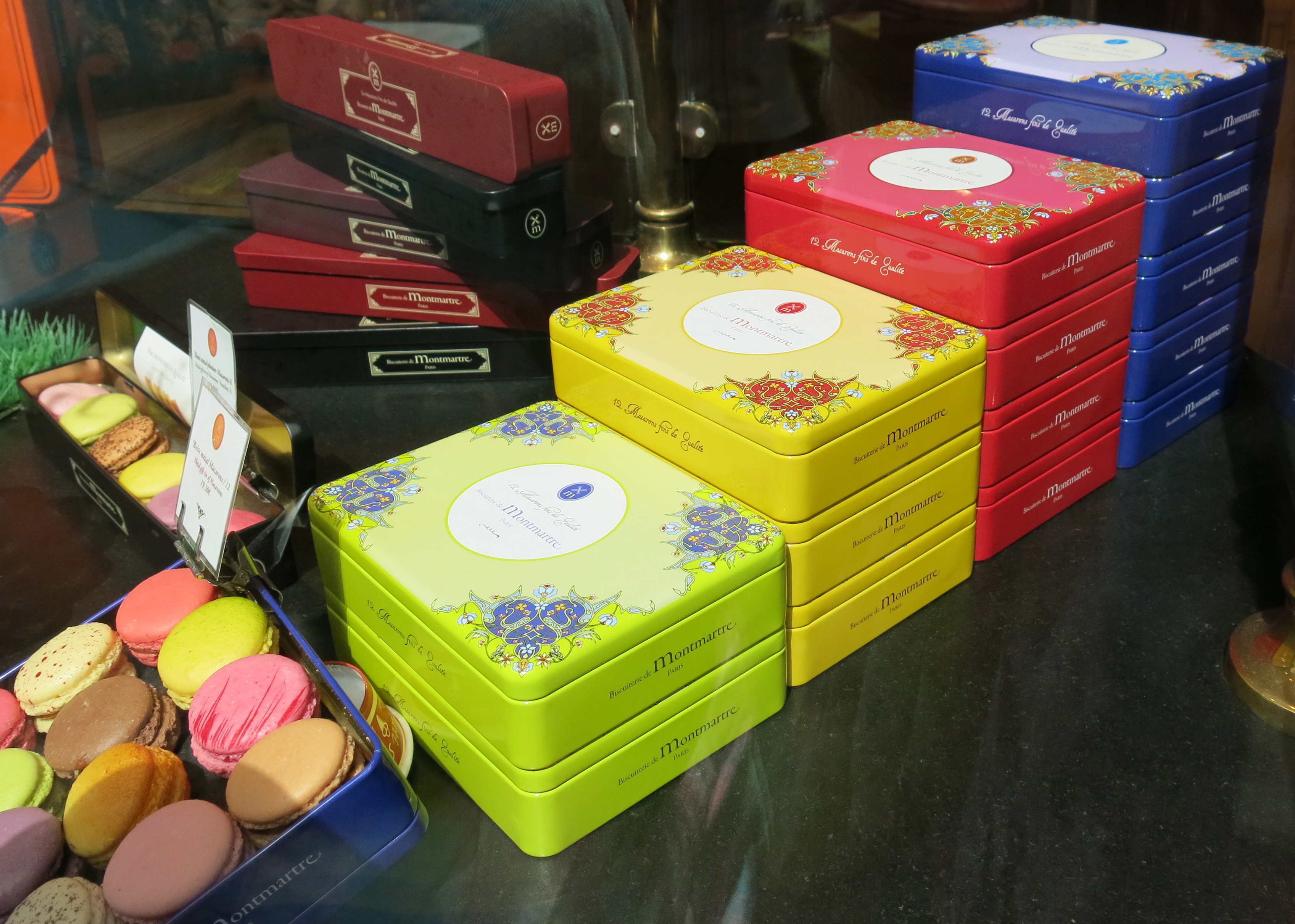 Macarons are a specialty of Paris. The colors and the boxes really appealed to me. In fact, there was a family ogling the window for ages, so I couldn't get a direct photo!